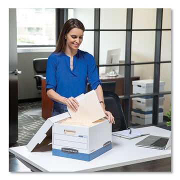 Bankers Box® Stor-file Medium-duty Letter-legal Storage Boxes, Letter-legal Files, 12.75" X 16.5" X 10.5", White-blue, 4-carton freeshipping - TVN Wholesale